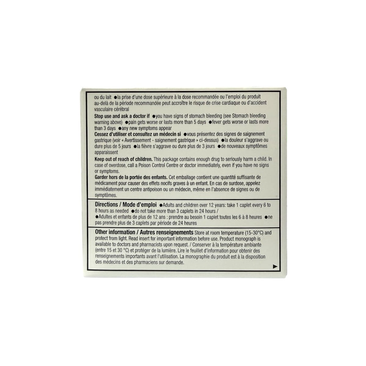 Warnings and directions for health One Ibuprofen 400 mg Extra Strength Caplets (32 caplets)