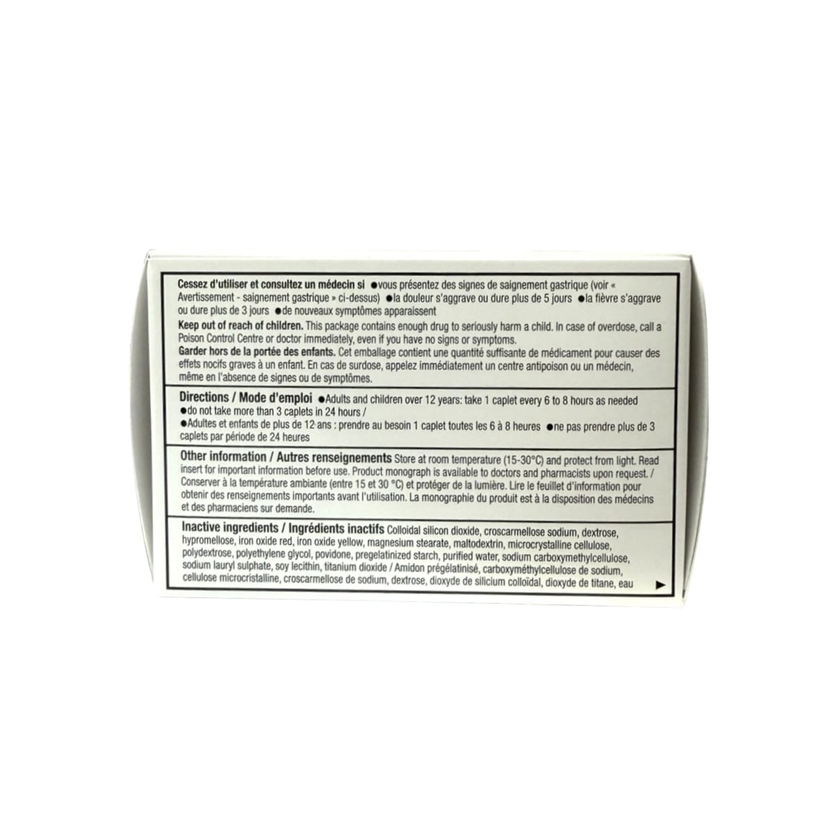 Directions and ingredients for health One Ibuprofen 400 mg Extra Strength Caplets (72 caplets)