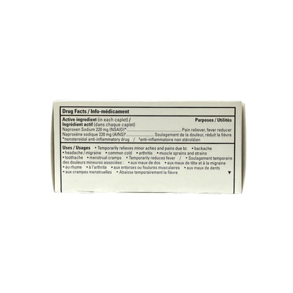 Ingredients and uses for health One Naproxen Sodium 220 mg (125 caplets)