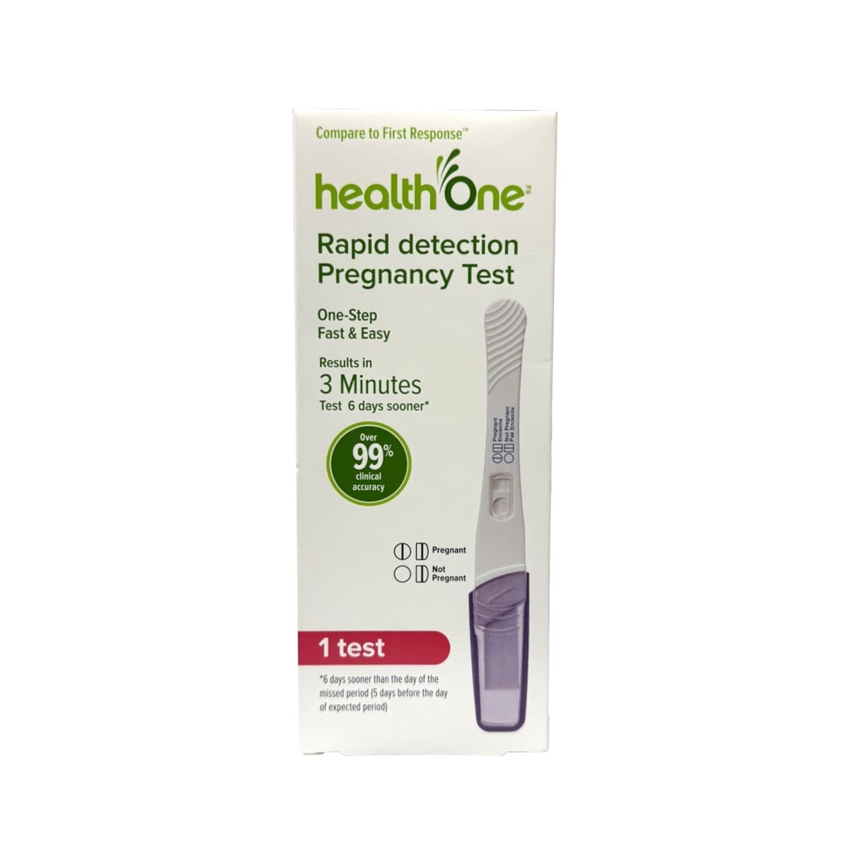 Product label for health One Rapid Detection Pregnancy Test in English