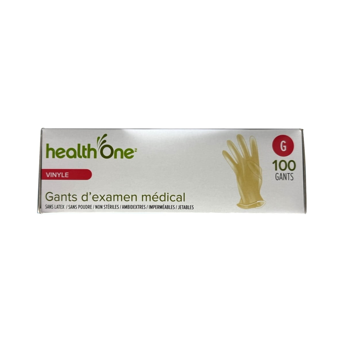 Graphic for health One Vinyl Medical Gloves Large (100 count) in French