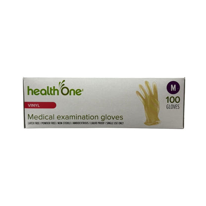 Description for health One Vinyl Medical Gloves Medium (100 count) in English