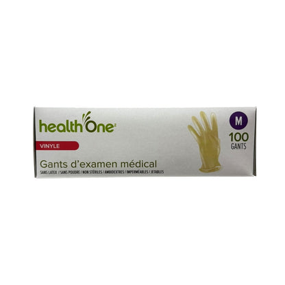 Description for health One Vinyl Medical Gloves Medium (100 count) in French