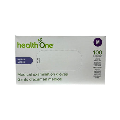 Product label for health One Vinyl Nitrile Gloves Medium (100 count)