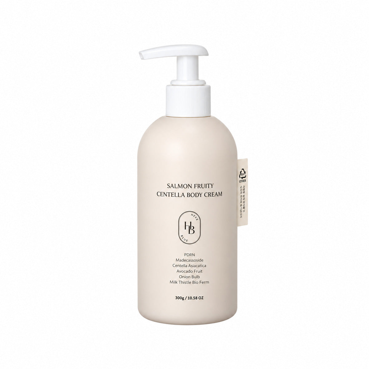 BOttle for HEVEBLUE Salmon Fruity Centella Body Cream (300 grams)
