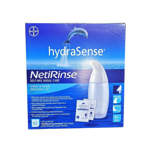 Product label for hydraSense NetiRinse Self-Mix Nasal Care (Kit) in English