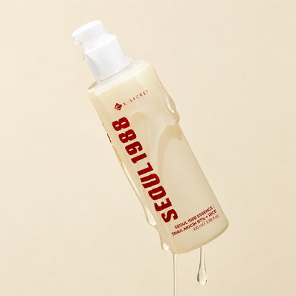 Texture graphic K-SECRET SEOUL 1988 Essence Snail Mucin 97% + Rice (100 mL)