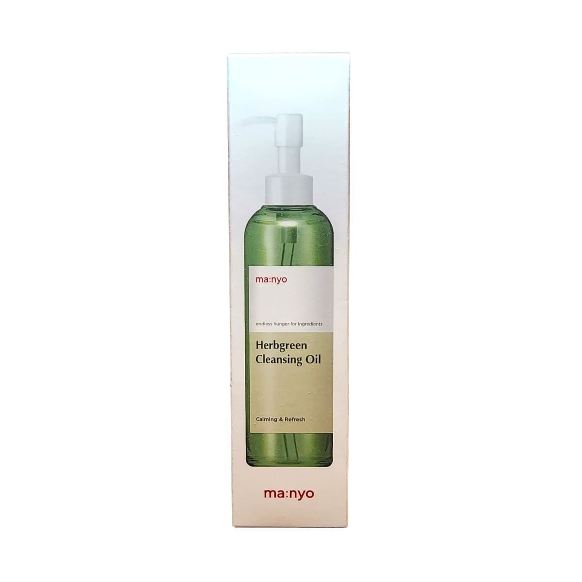 Product label for ma:nyo Herb Green Cleansing Oil (200 mL)