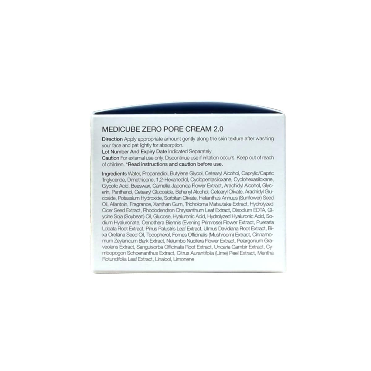 Direction, Cautions, Ingredients for medicube Zero Pore Cream 2.0 (50 mL) in English