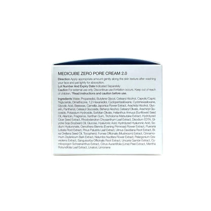 Direction, Cautions, Ingredients for medicube Zero Pore Cream 2.0 (50 mL) in English