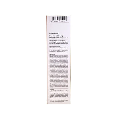 Description, Directions, Ingredients, Warnings for numbuzin No. 3 Super Glowing Essence Toner (200 mL) in English