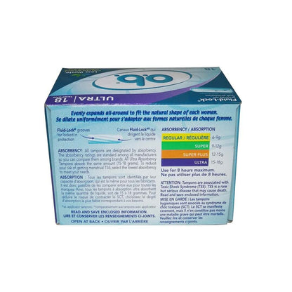 Product details and informtion for o.b. Ultra Absorbency Tampons (18 count)