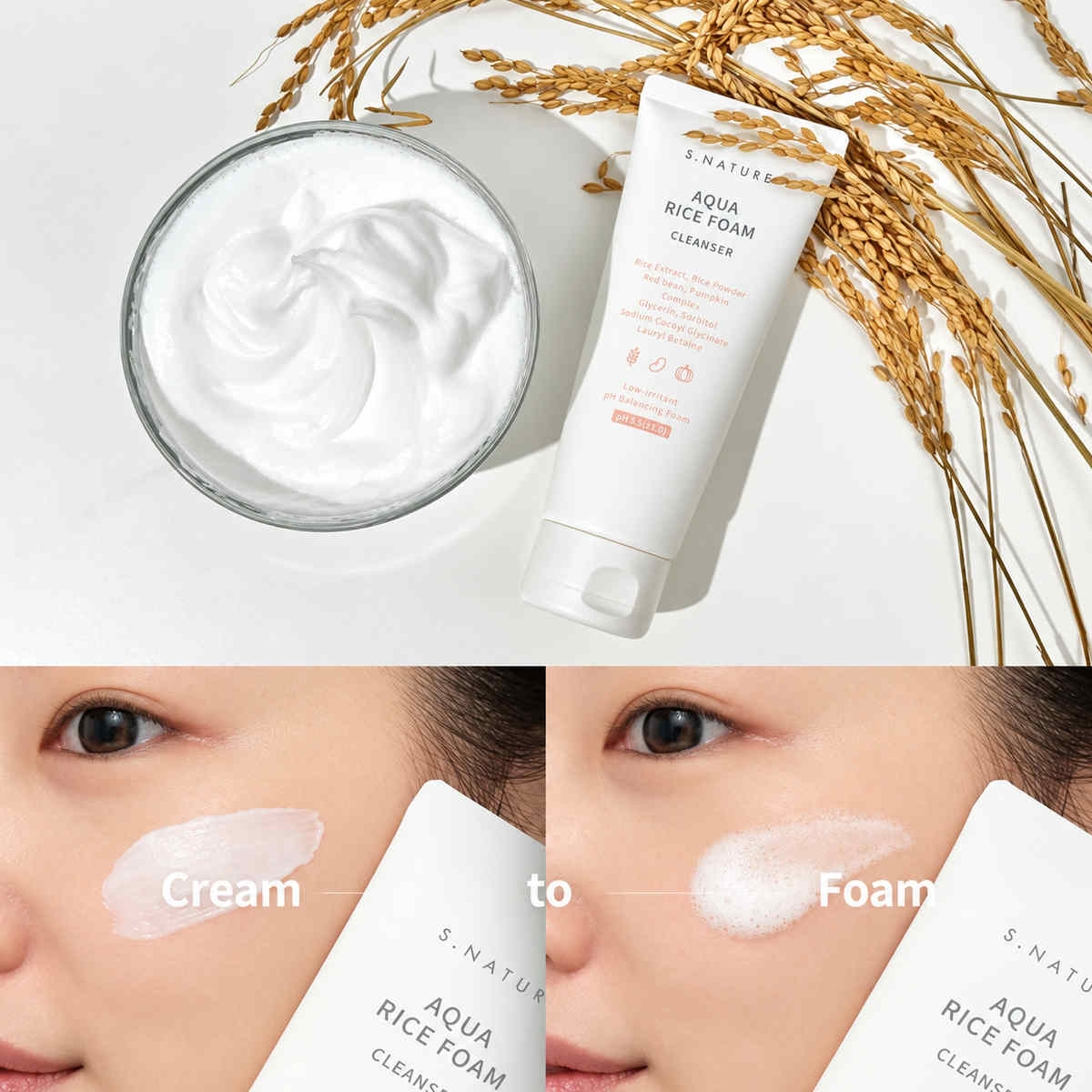 S.Nature Aqua Rice Foam Cleanser (160 mL)