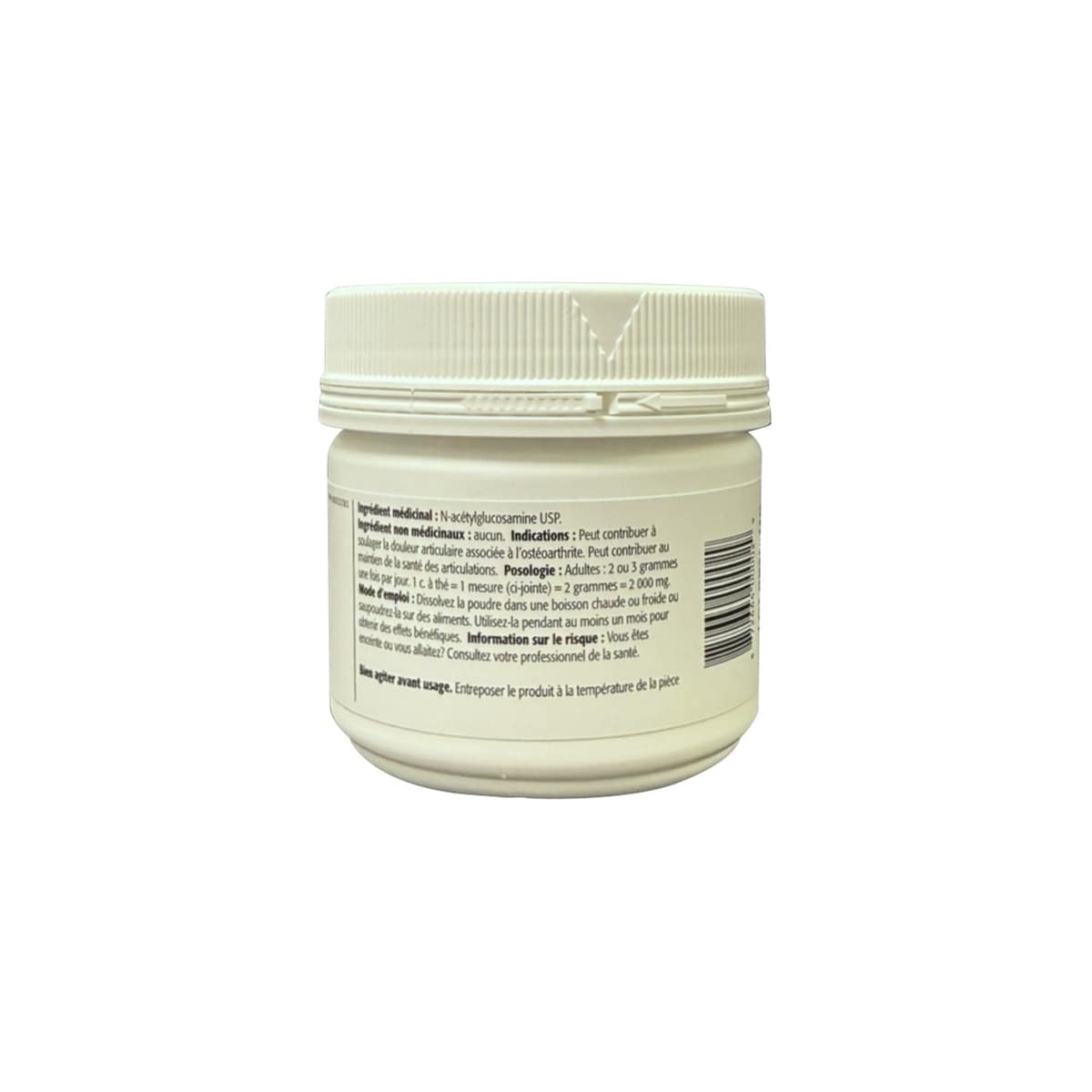 Ingredients, indications, dosage, directions, and risk for ultimate Glucosamine Once-A-Day (60 grams) in French