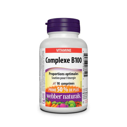 Product label for webber naturals B100 Complex (90 tablets) in French