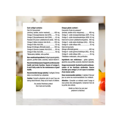 Ingredients, purpose, dose, cautions for webber naturals High Potency Omega-3-6-9 1200 mg Fish, Flax, Borage (150 softgels)