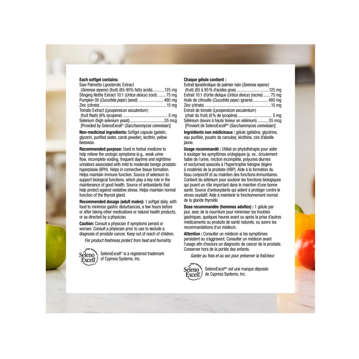 Ingredients, purpose, dose, cautions for webber naturals Super Prostate (60 softgels) EN