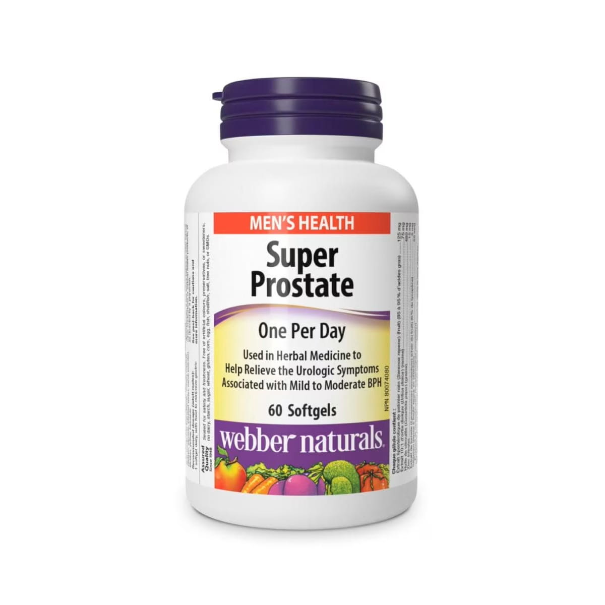 Product label for webber naturals Super Prostate (60 softgels) EN