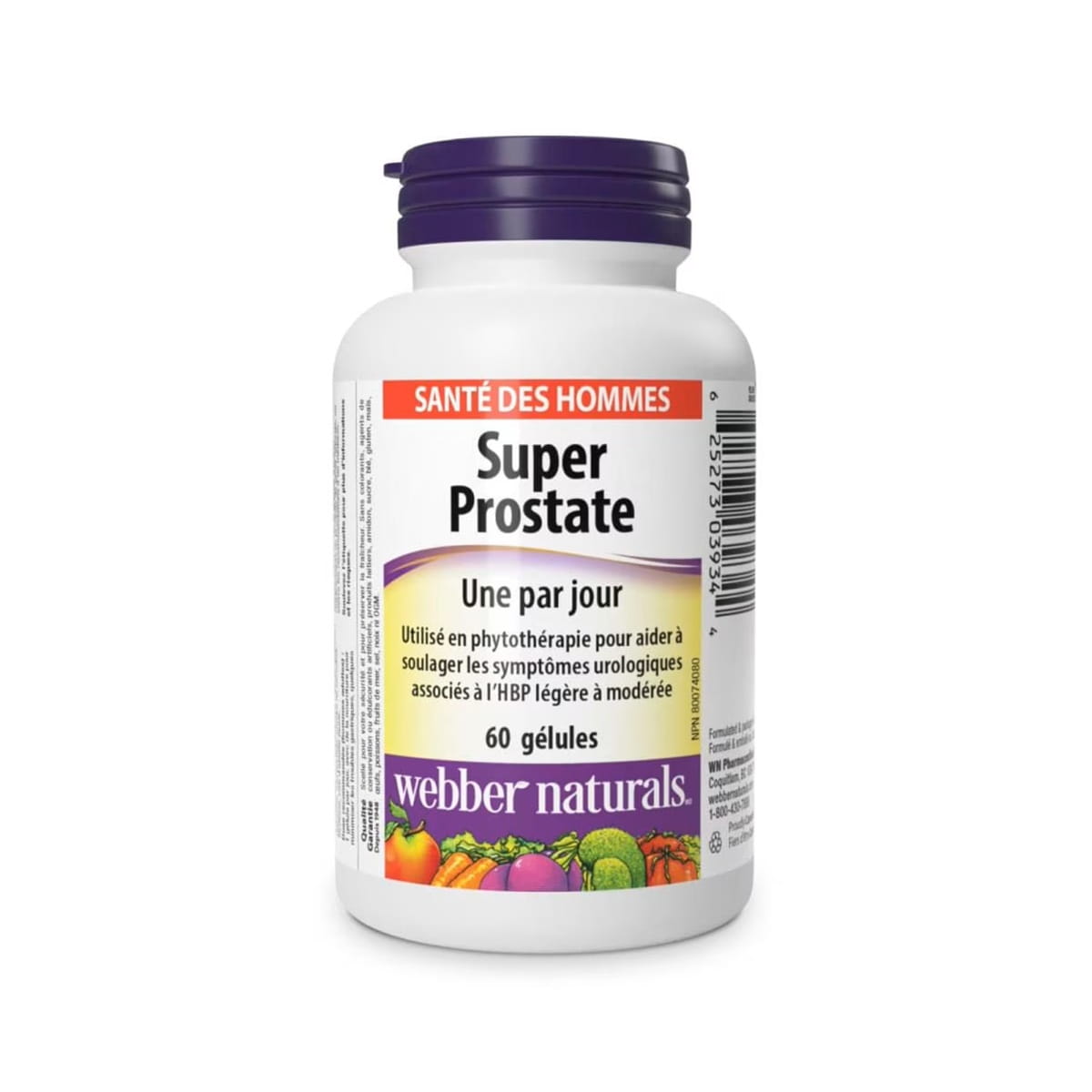Product label for webber naturals Super Prostate (60 softgels) FR