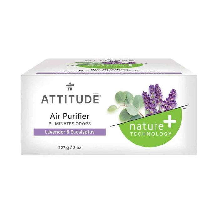 Product label for ATTITUDE Nature+ Air Purifier - Lavender and Eucalyptus (227 grams)