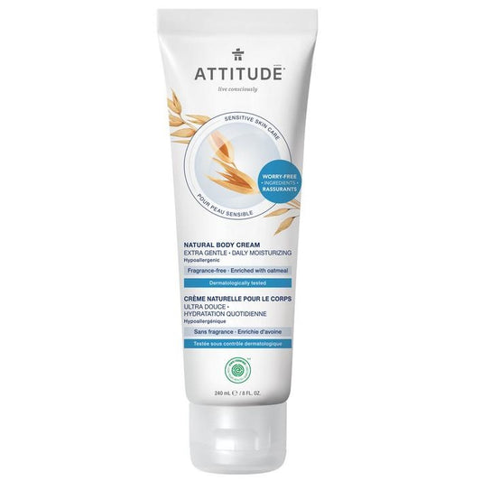 ATTITUDE Sensitive Skin Natural Body Cream - Extra Gentle - Fragrance Free (240 mL)