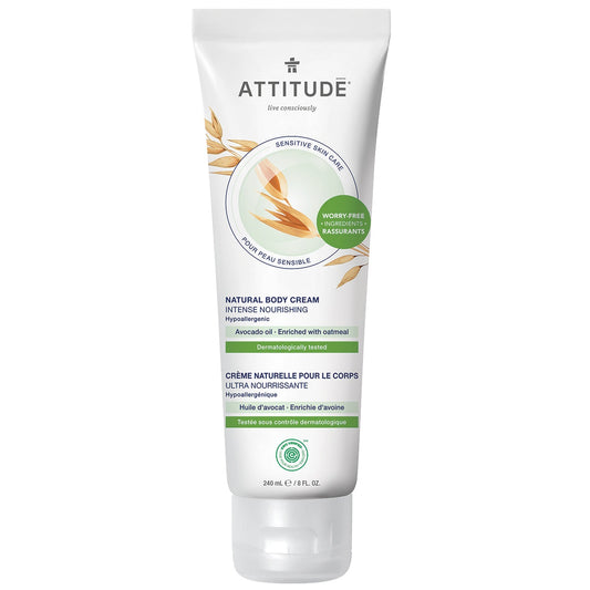 ATTITUDE Sensitive Skin Natural Body Cream - Intense Nourishing - Avocado Oil (240 mL)