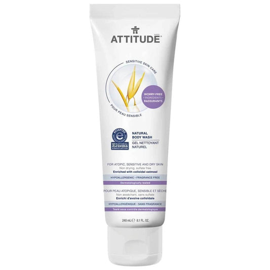 ATTITUDE Sensitive Skin Natural Body Wash - Eczema - Fragrance Free (240 mL)