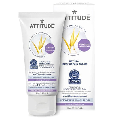 ATTITUDE Sensitive Skin Natural Deep Repair Cream - Eczema - Fragrance Free (75 mL)