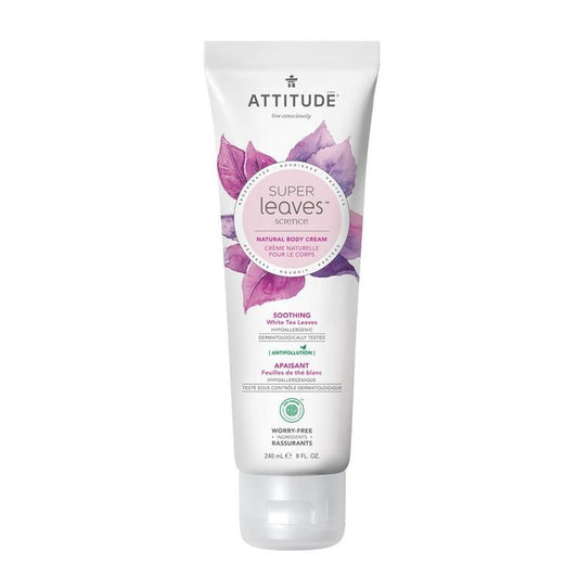 ATTITUDE Super Leaves Natural Body Cream - Soothing White Tea Leaves (240 mL)