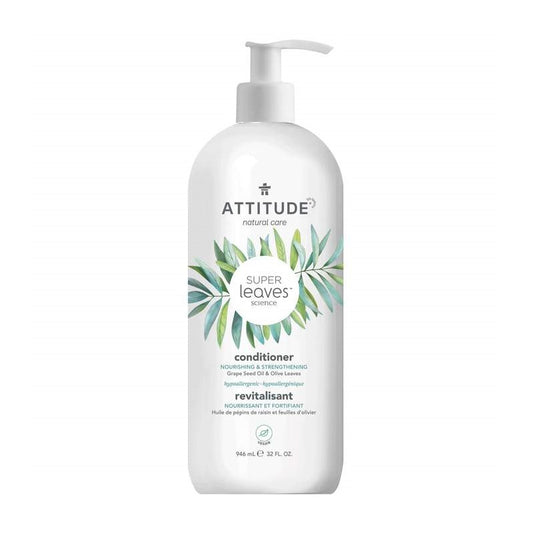 Product label for ATTITUDE Super Leaves Natural Conditioner - Nourishing & Strengthening (946 mL)
