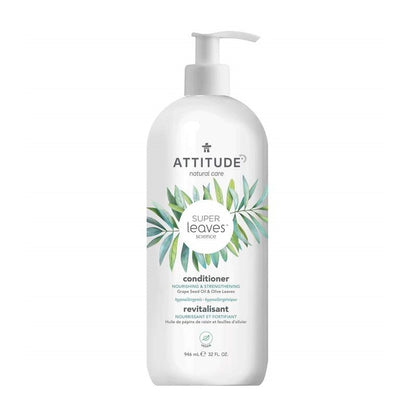 Product label for ATTITUDE Super Leaves Natural Conditioner - Nourishing & Strengthening (946 mL)