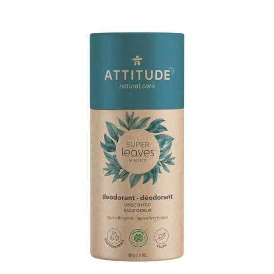 ATTITUDE Super Leaves Natural Deodorant for Men & Women - Fragrance Free (85 grams)