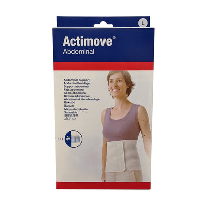 Product label for Actimove Abdominal Support 9-inch (Large)