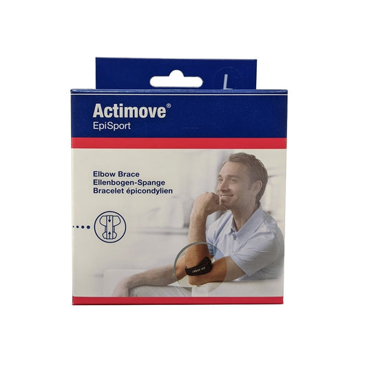 Product label for Actimove EpiSport Elbow Brace (Large)