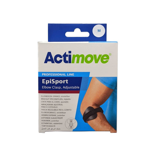 Product label for Actimove EpiSport Elbow Brace (Medium)