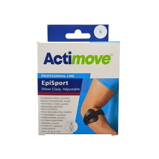 Product label for Actimove EpiSport Elbow Brace (Small) 