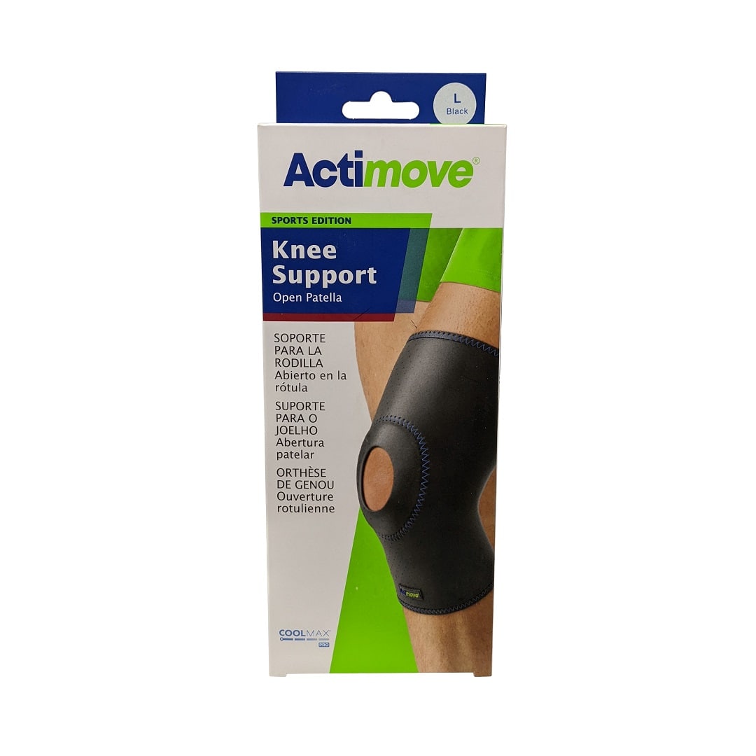 Product label for Actimove Knee Support Open Patella (Large)