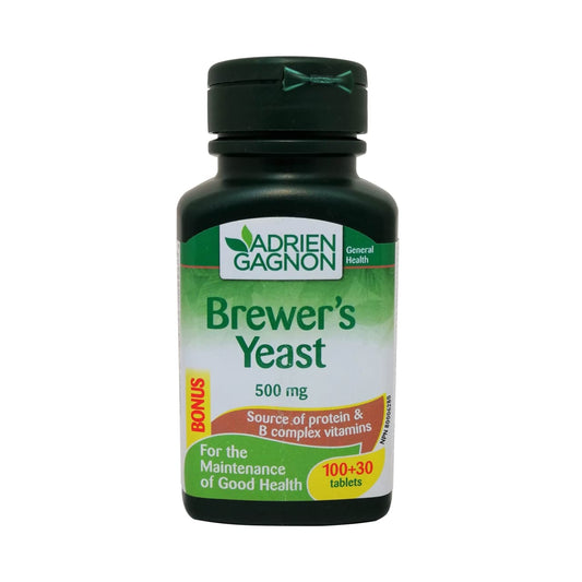 English product label for Adrien Gagnon Brewer's Yeast 500mg.