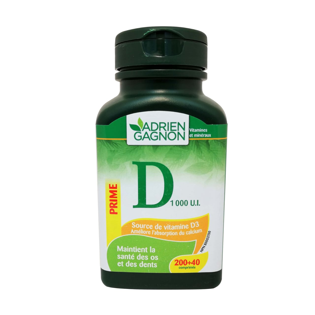 French product label for Adrien Gagnon Vitamin D 1000 IU tablets