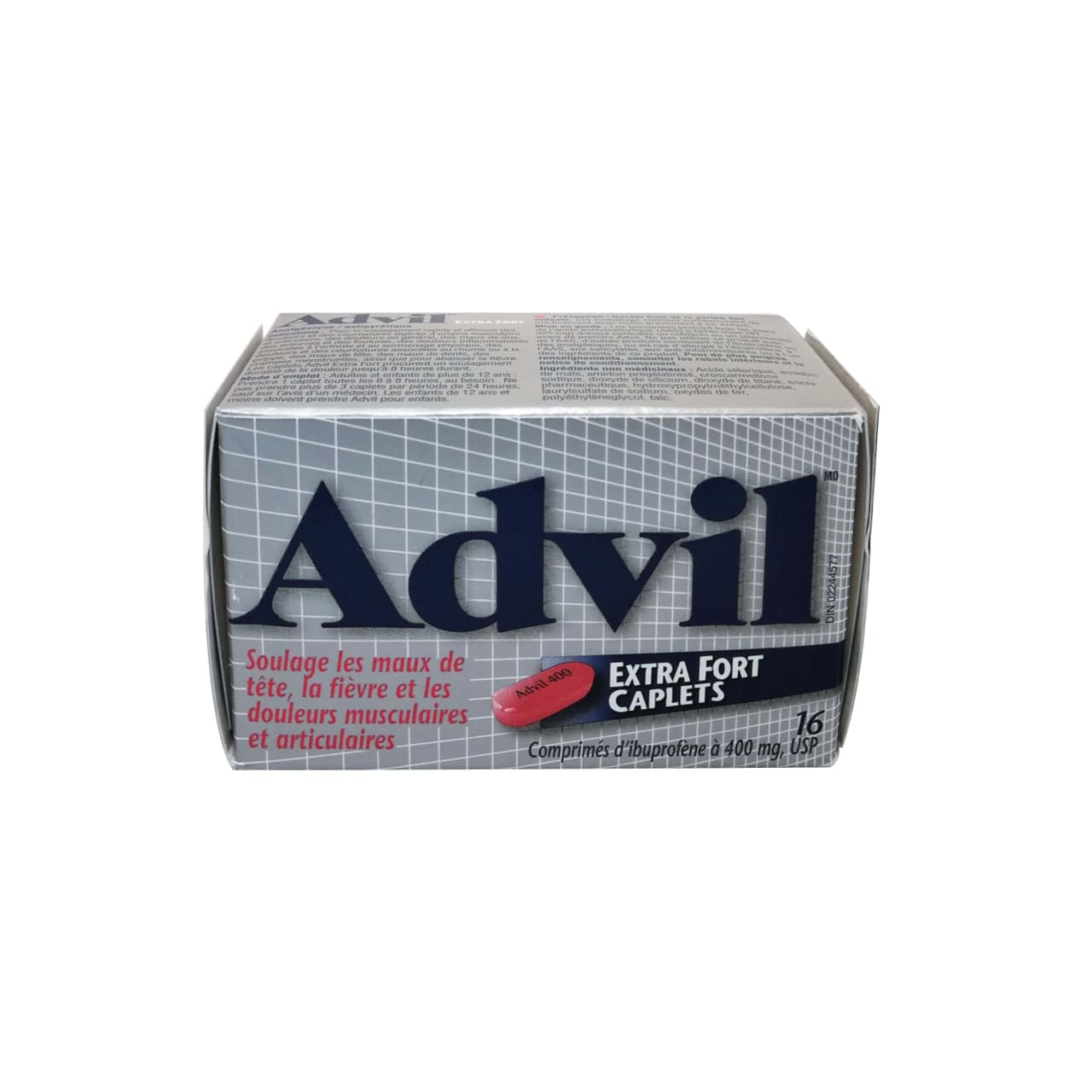 French label for Advil Extra Strength Ibuprofen 400mg Caplets