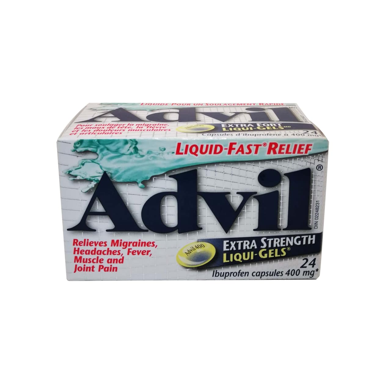 Advil Extra Strength Ibuprofen 400mg gel caps 24 pack English label