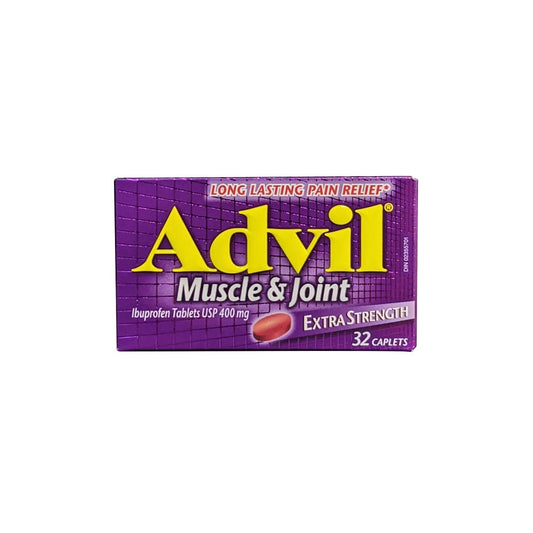 Product label for Advil Extra Strength Muscle & Joint (32 Caplets) in English