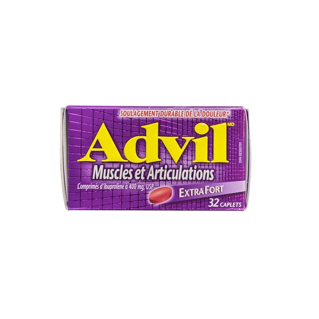 Product label for Advil Extra Strength Muscle & Joint (32 Caplets) in French