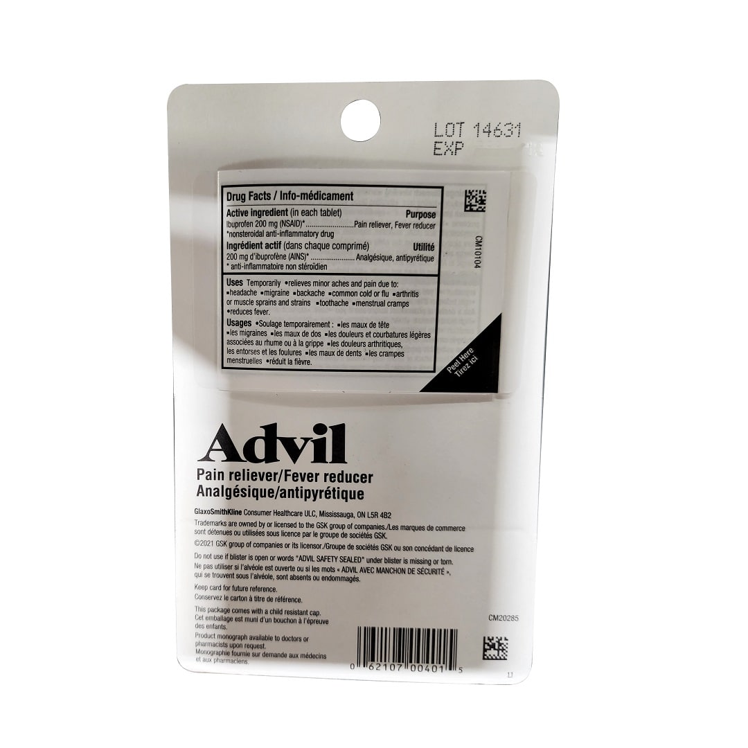 Ingredients and uses for Advil Ibuprofen 200 mg (10 Tablets)