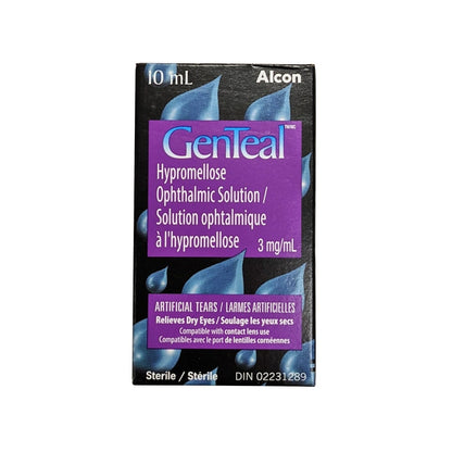 Product label for Alcon GenTeal Artificial Tears Hypromellose Opthalmic Solution 3 mg / mL (10 mL)
