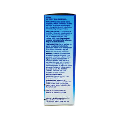 Product details, directions, ingredients, and warnings for Alcon Naphcon-A Allergy Relief Eye Drops in English