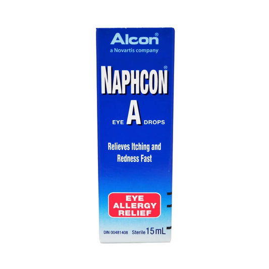 English product label for Alcon Naphcon-A Allergy Relief Eye Drops