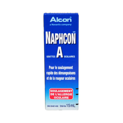 French product label for Alcon Naphcon-A Allergy Relief Eye Drops