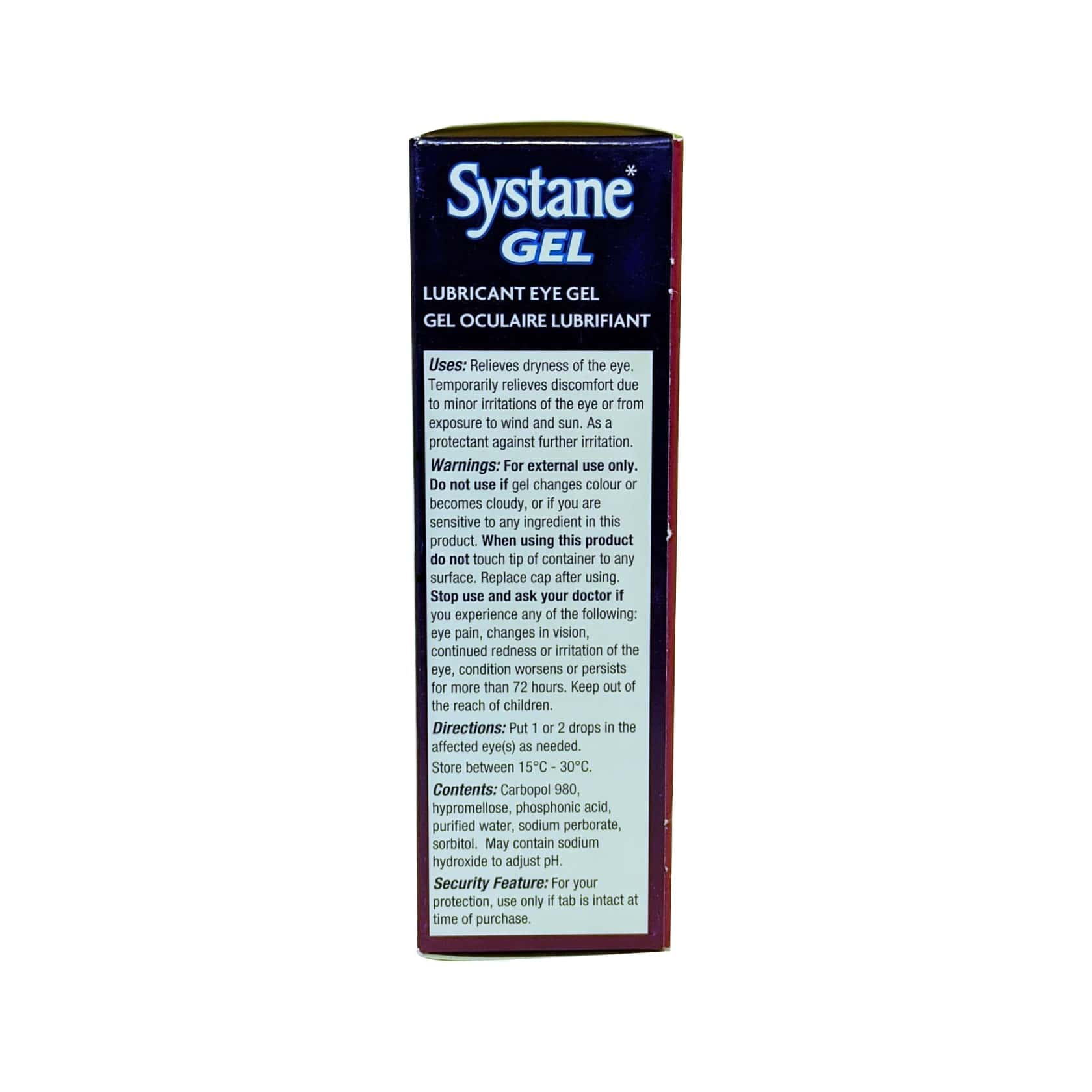 Product details, ingredients, directions, and warnings for Alcon Systane Gel Anytime Protection Lubricant Eye Gel in English