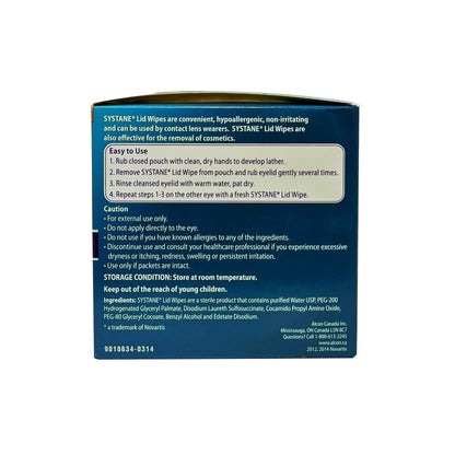 Product details, directions, ingredients, and cautions for Alcon in EnglishSystane Lid Wipes